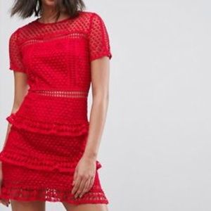 ASOS - LIQUORISH Red Lace Dress! (6) (UK 8)